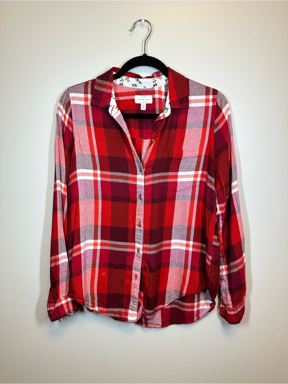 Lucky Brand Red Plaid Flannel Shirt